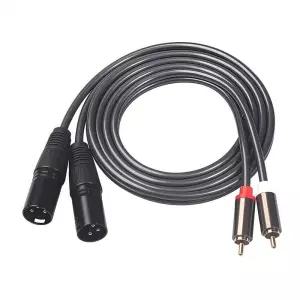 2RCA 듀얼 XLR(남성/여성) 차폐 오디오 케이블 1.5미터 무산소 구리(OFC) 믹서 스피커용