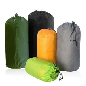 프렐락시 스터프 자루 세트 5팩(3L&5L&9L&15L&20L), 여행용 디디티 등산 덮개가 백(네온 먼지 있는 배낭용 그린앤블랙) 초경량 그린앤오렌지&그레이&아미