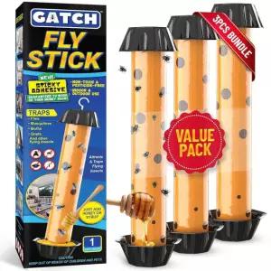 GATCH 초파리 트랩(3팩), 모기용 플라이 스틱, 파리용 끈적끈적한 트랩, 벌레잡이, 실내 또는 실외 사용, 가정에서 사용할 준비 완료 3pk