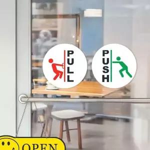 [하프클럽/]원형 PUSH PULL 스티커 출입문 세트 판넬 안내