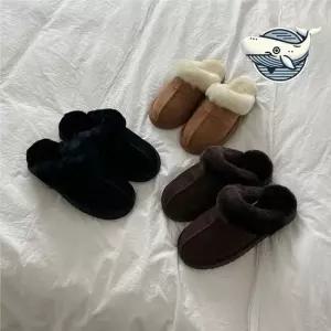 소가죽 스웨이드 겨울 방한 슬리퍼 실내화 겨울슬리퍼 여성털슬리퍼 발편한슬리퍼