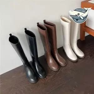 스타일리시 세미롱 부츠 데일리 로우굽 여성 여성롱부츠 롱부츠코디 양털롱부츠