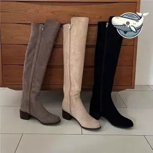 스웨이드 롱부츠 겨울 데일리 블랙 베이지 여성롱부츠 롱부츠코디 양털롱부츠 종아리부츠