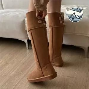 무드 있는 스웨이드 롱부츠 아늑한 소가죽 여성롱부츠 롱부츠코디 양털롱부츠 종아리부츠
