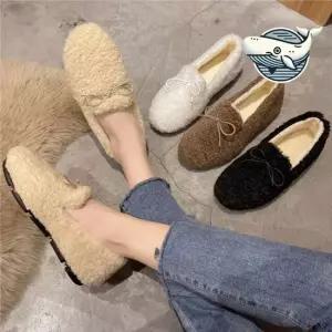 양털 리본 캐주얼 루퍼 학생용 편안한 실내화 여성로퍼 로퍼 털로퍼 단화 로퍼힐 겨울로퍼