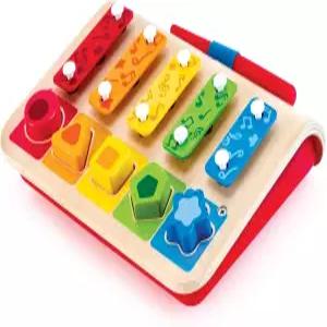 Hape E0334 셰이프 분류기 실로폰과 피아노 나무 악기 장난감