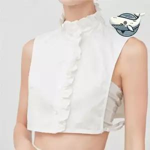 세련된 레이스 칼라 코튼 블라우스 여성용 페이크카라 넥케이프 레이스카라 탈부착카라