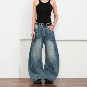 엘럽 남자 바지 청 빈티지 구제 워싱 힙합 와이드 낫 진 일자 크랙 커브 봄가을 C06Z33 박템3