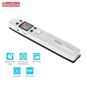 Bisofice 휴대용 핸드 지팡이 문서 스캐너 비즈니스 영수증 책용 LCD 디스플레이 1050DPI 고속 A4 크기 포