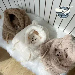 여성용 귀여운 곰돌이 양털 후드 넥워머 목보호폴라 목방한 넥토시 넥워모 목보호워머