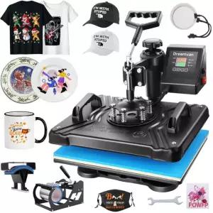 WUBEFY 히트 프레스, 5 in 1 티셔츠 인쇄기 15 x12 디지털 산업용 열 전달기, T 셔츠/머그/캡/플레이트/DIY용 서브리미네이션 프레스기