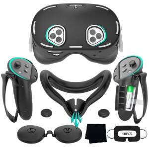 고 VR 액세서리 8 In 1 실리콘 보호 커버 키트 Meta Quest 3s 닦는 천 및 일회용 마스크 포함 아이디어 선