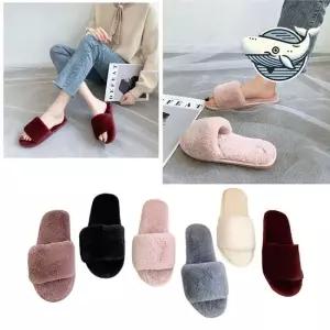 여성용 따뜻한 겨울 슬리퍼 부드러운 퍼 리본 털슬리퍼 겨울슬리퍼 따뜻한슬리퍼