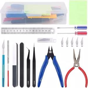키소이 17PCS 모델 키트 도구 건담 돌하우스 필수 세트 케이스 - 비행기 자동차 및 로봇 제작 수리를 위한