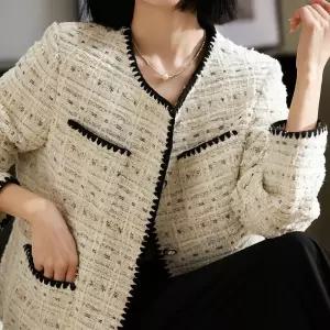 여사친 하프 화이트 가을 봄 코트 톤 다운된 스몰카라 트위드 숏 MF3