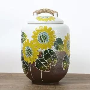분청 투톤해바라기 10kg 쌀독 소금항아리 현관소금 쌀통 여주쌀독 (W63491A)