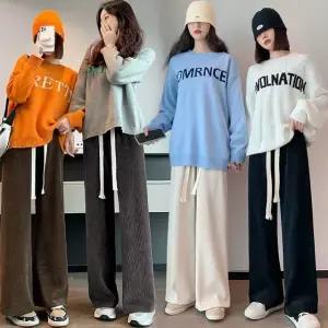 셔닐 코듀로이 골지 기모 벨벳 와이드 겨울 밴딩팬츠 수면바지 골덴바지 (WDF493C)