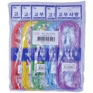 칼라 둥근 고무줄 3M 총10개 색상랜덤 완충제 지끈 공단리본 천주머니 (W0145C4)