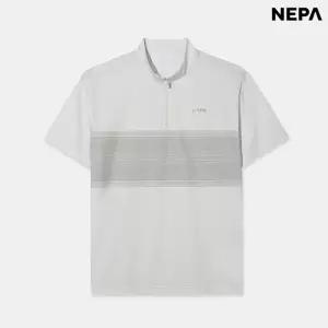 남성 블록 패턴 아이스 반팔 집업 티(7M35413-B37)