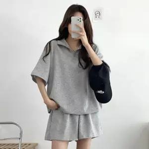 여성 루즈핏 아노락 셋업 반팔반바지 상하의세트 2색 (WC93A02)