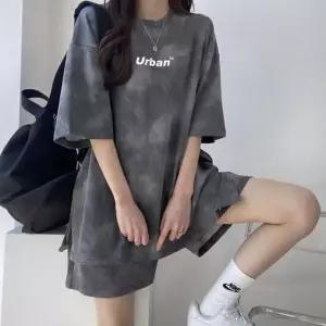 물감 나염 반팔 반바지 세트 여유핏 운동복 홈웨어 크롭반팔티 반팔크롭티 (WA3436D)