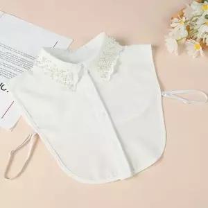 고품질 진주 장식 포인트 자수 페이크 카라 이너셔츠 넥카라 카라만 (WB0D9D1)
