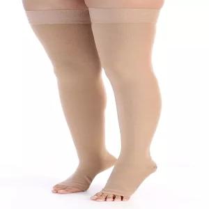 레오트루니 여성 남성 2030mmHg 서포트 오픈토 허벅지 고압축 스타킹C01베이지 스몰1켤레