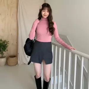여성 랩스커트 슬릿 베이직 치마바지 팬츠 심플 무지