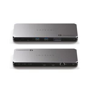사테치 썬더볼트 4 도크 100W 충전 듀얼 모니터 HD 4K/60Hz 40Gbps 데이터 전송 USB A 3 2 2개 이더넷 에어 /프로 M5 맥 /윈도우 디스플레이링크 소프트웨