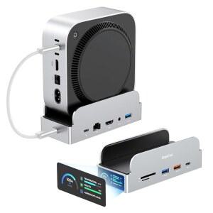 M 2 SSD 인클로저 4K 60Hz HD 10Gbps USB C /A 기가비트 이더넷 SD /TF 카드 리더기 u2013 Mac 미니와 호환되는 공간 절약형 수직 허브용 RayC