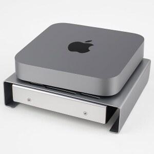 알루미늄 미니 PC 쿨러 스탠드 120mm 팬 Mac 미니용 데스크탑 냉각 베이스 라우터 모뎀 네트워크 스위치 및 TV 박스 헤비 듀티 서멀 USB 전원 실버