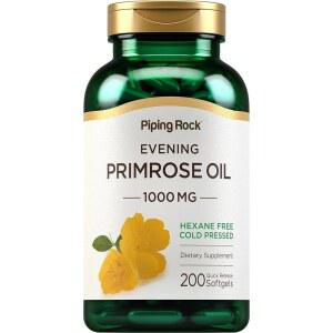 파이핑 록 이브닝 프림로즈 오일 소프트젤 1000mg | 200알 콜드 프레스 식이 보충제 비 GMO, 글루텐 프리