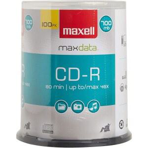 Maxell 648200 무소음 표면 녹화 가능한 CD 700Mb 스 지 u2013 2x 48x 쓰기 속도 80분 빈 저장 및 재사용 스핀들 케이스 홀더 100팩