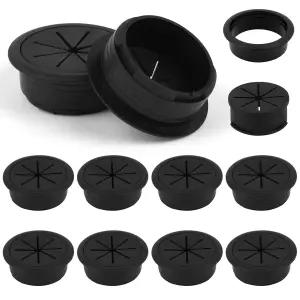 책상 그로밋 10개 2인치/50mm 구멍 커버 테이블 캐비닛 조리대 및 기타 가구를 통과하는 전선용 검은색