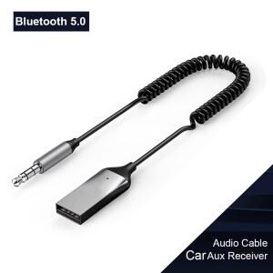 블루투스 Aux 어댑터 USB 5mm 자동차 오디오 음악 마이크 송신기 핸즈프리 키트