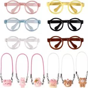 리레 6pcs 미니 인형 안경 귀여운 액세서리 17cm/6.69인치 미니어처 디스플레이 및 사진 수집가용 소형