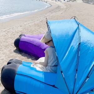 야외용 휴대용 에어 소파, 베개 포함, 물놀이, 해변, 잔디밭, 공원에서 사용 가능한 접이식 침대/슬리핑백
