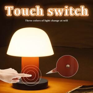 버섯 모양 책상 램프 USB 충전식 LED 터치 데스크 따뜻한 색상의 야간 조명 손전등으로도 사용 가능한 탈