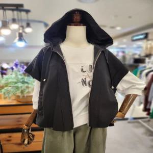 배색 후드 조끼 A26JK6125