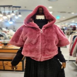 5부 소매 후드 퍼 자켓 A25JK5432