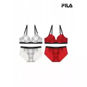 휠라 언더웨어 아웃핏 홀리데이 체크나염 속옷세트 2종 택 FI4BAG1443FOTL_2SKU