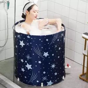 맥킨더 성인 접이식욕조 블루 1인욕조 반신욕기 사우나 L751