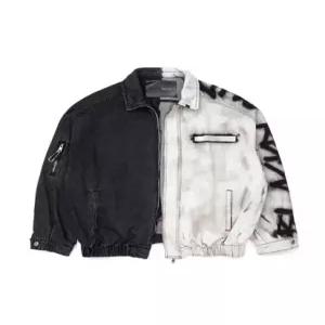 블랙블론드 BBD Division Empty Logo Zip Up Denim Jacket Black)