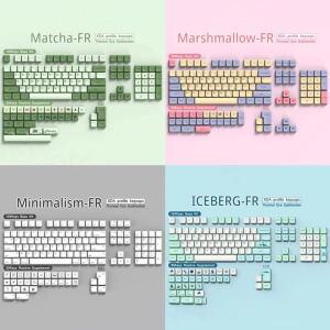 FR Keycaps 체리 MX 스위치 게임용 PBT XDA 키캡 기계식 키보드 GMK67 염료 하위 프랑스어 ISO Azerty 레이