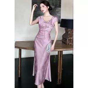 EAMT 여친 원피스 새틴 프린트 플라워 베트남 EUNG1