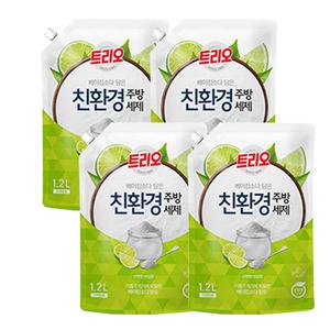 트리오 베이킹소다 담은 친환경 주방세제 산뜻한 라임향 리필 1.2L x4개
