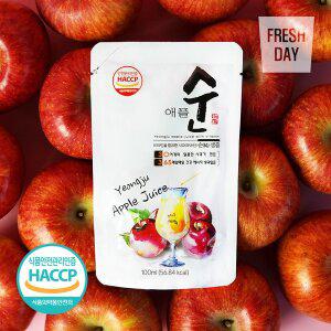 [프레시데이][HACCP인증] 물타지않은 저온착즙 영주 순수 사과즙 30포*100ml