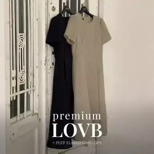 핫핑 [하객룩][LOVB] L-1431 퍼프 반팔 플레어 롱원피스
