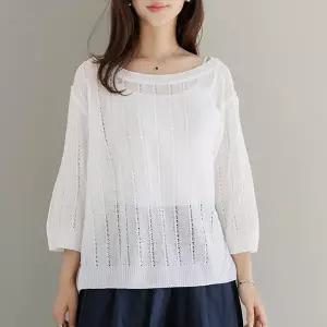 (~100size)프램7부보카시슬릿니트 KNE3015