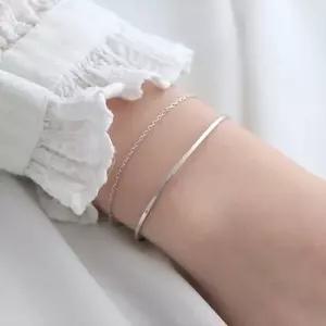 Silver925) Two line thin bracelet 실버 발찌 심플